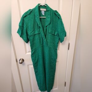 Vintage Carol Anderson Green Shirt Dress, size 11/12